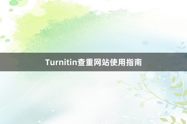 Turnitin查重网站使用指南